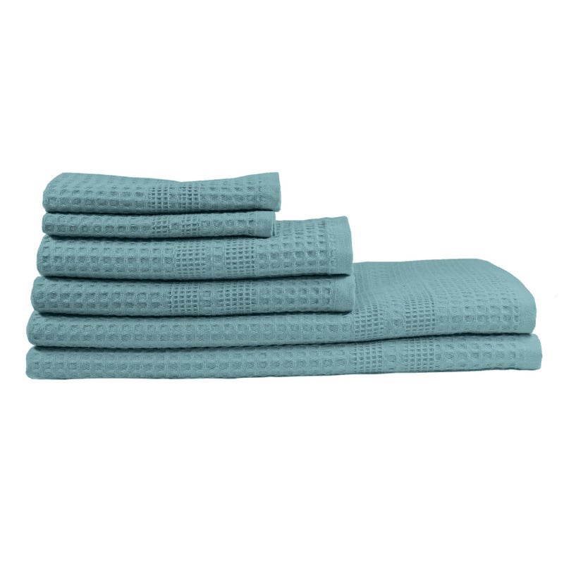 GILDEN TREE Waffle Towel Set Quick Dry Thin | 2 Bath Towels | 2 Hand Towels | 2 Washcloths, Classic Style (Seafoam) - Image 1